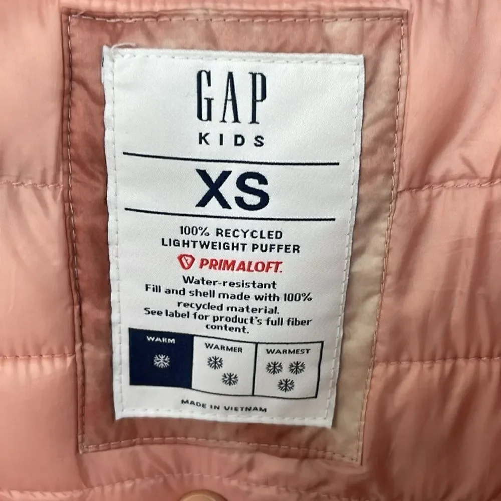 Gap Kids 100% Recycled Polyester Cold Control Puffer Jacket Pink Tie Dye size XS